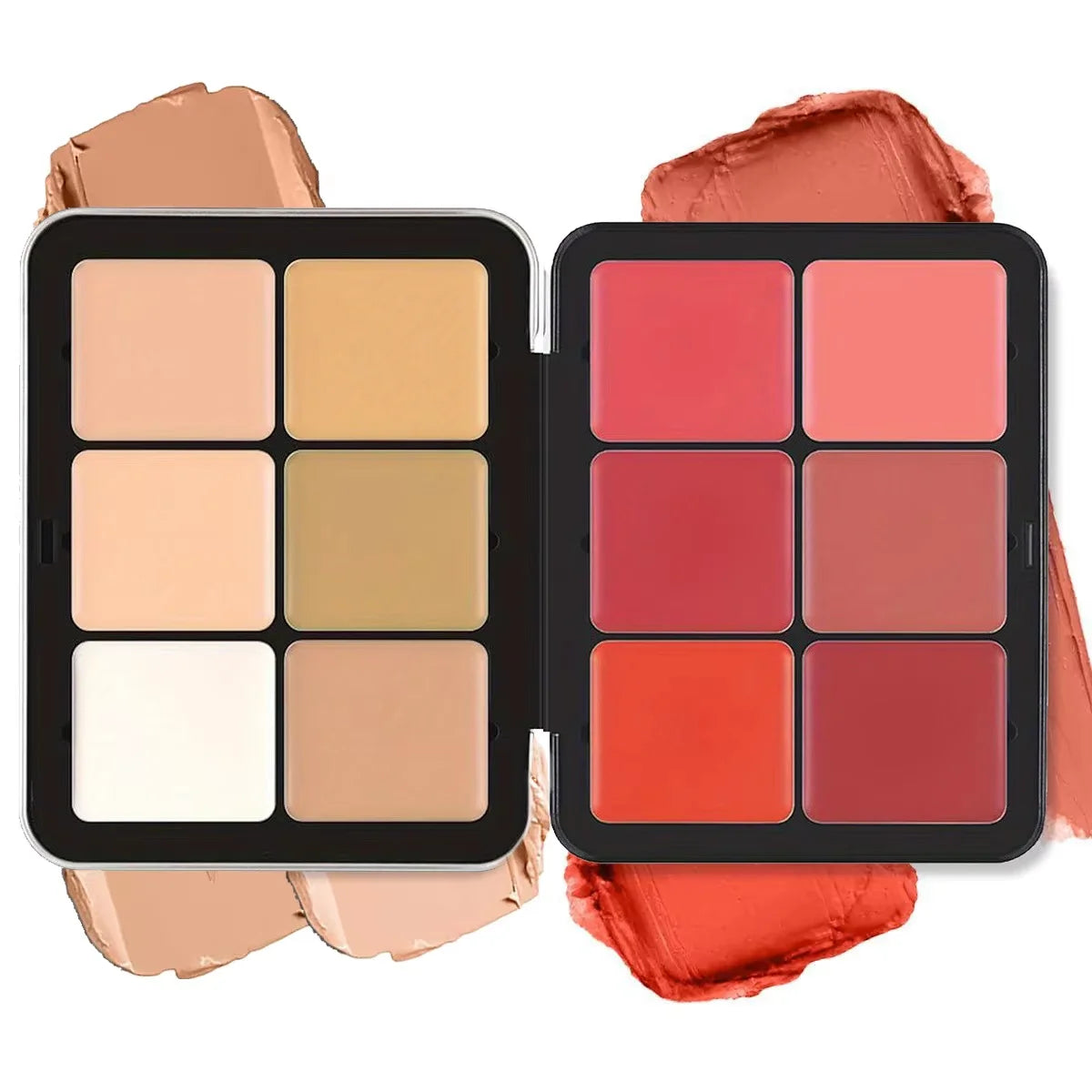 Paleta de Maquiagem 12 Cores em Estojo de Ferro – Corretivo, Blush, Creme Matte, Iluminador e Contorno