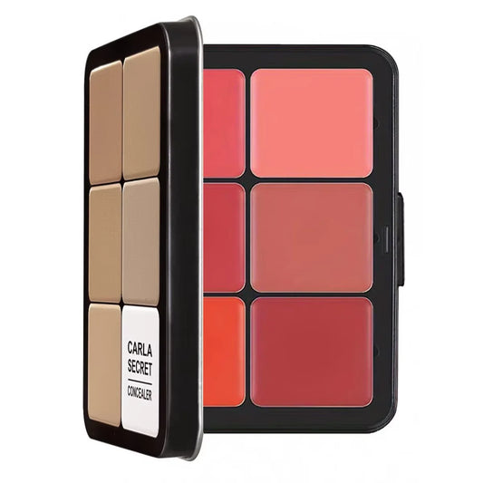 Paleta de Maquiagem 12 Cores em Estojo de Ferro – Corretivo, Blush, Creme Matte, Iluminador e Contorno