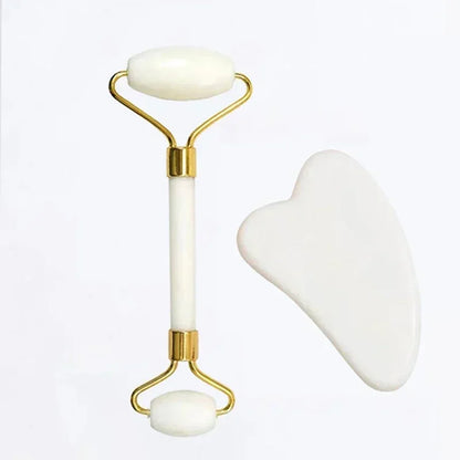 Rolo de Jade Natural para o Rosto e Gua Sha .