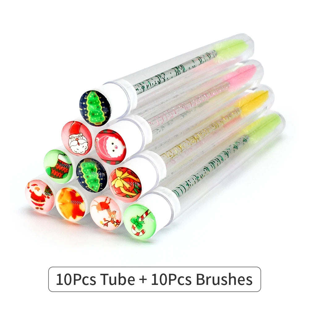 Pincéis de Pestanas de Natal – Tubos com Aplicadores de Máscara Reutilizáveis.