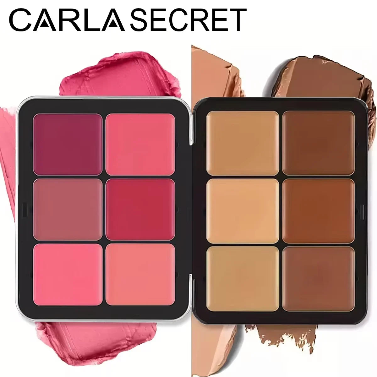 Paleta de Maquiagem 12 Cores em Estojo de Ferro – Corretivo, Blush, Creme Matte, Iluminador e Contorno